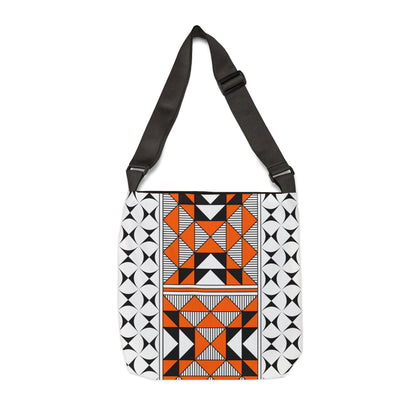 Orange Native Sacred Mountains Adjustable Tote Bag