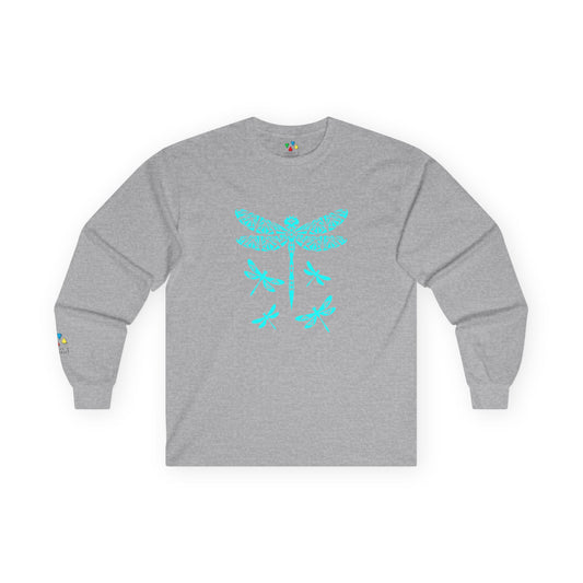 Native Dragonfly in Turquoise Unisex Long Sleeve Tee