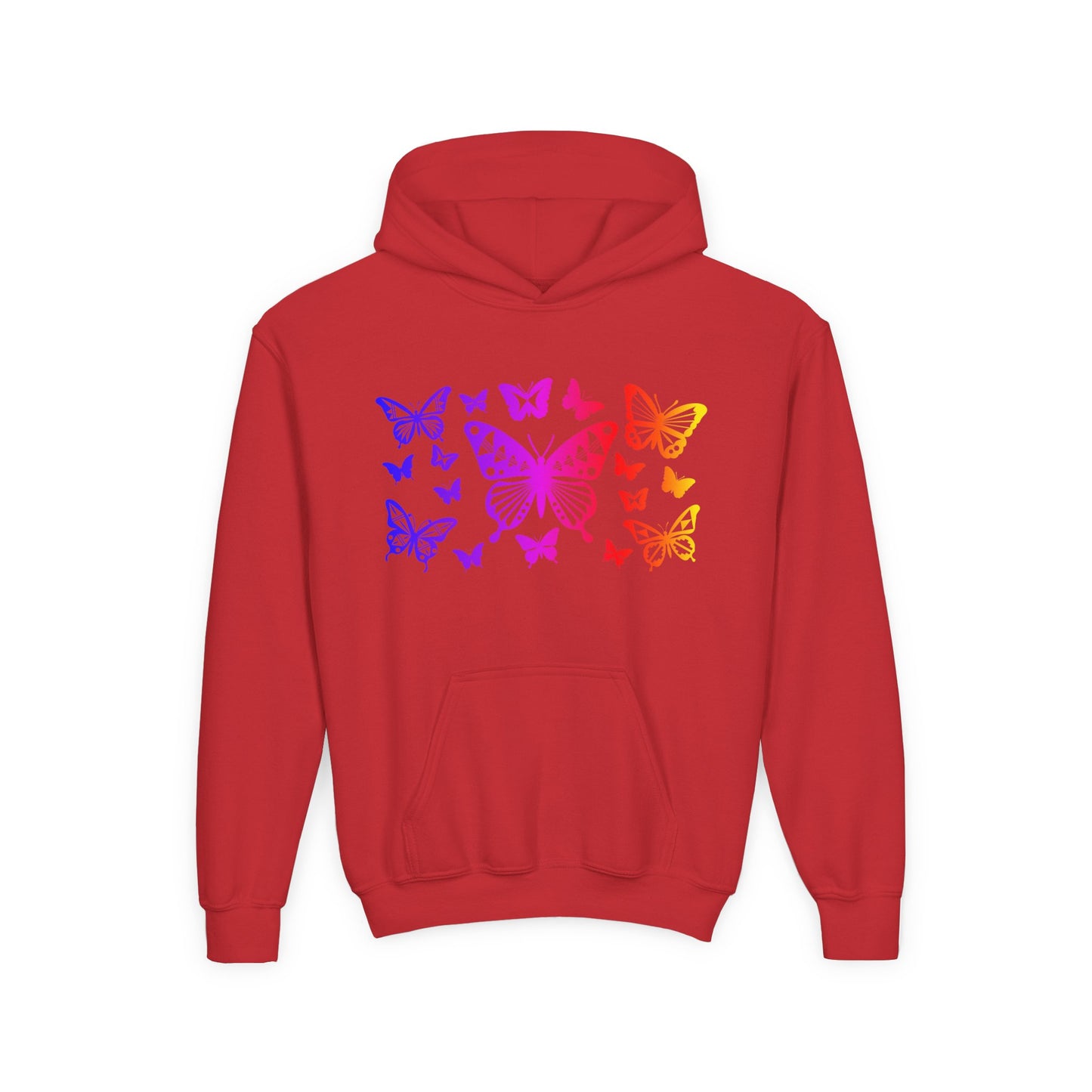 Rainbow Butterflies Youth Heavy Blend Hooded Sweatshirt
