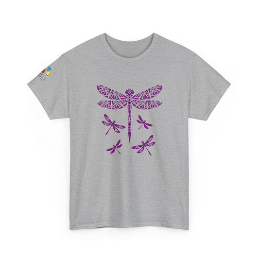 Native Dragonfly in Purple Gildan Unisex Tee
