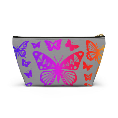 Rainbow Butterflies on Gray Pouch w T-bottom