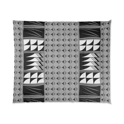 Southwest Feather Blessing on Light Gray Comforter