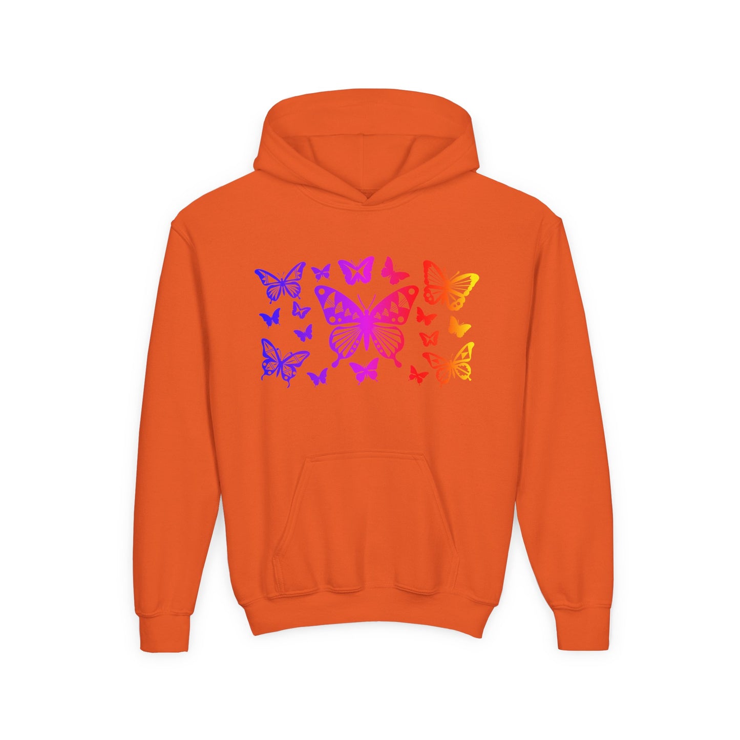 Rainbow Butterflies Youth Heavy Blend Hooded Sweatshirt