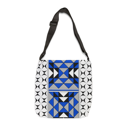 Blue Native Sacred Mountains Adjustable Tote Bag