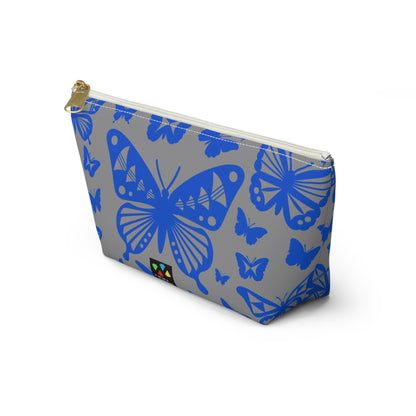 Blue Butterflies on Gray Pouch w T-bottom
