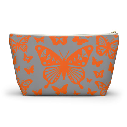 Orange Butterflies on Gray Pouch w T-bottom