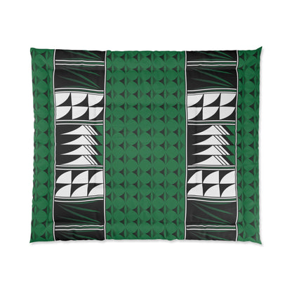 Southwest Feather Blessing on Forest Green Comforter