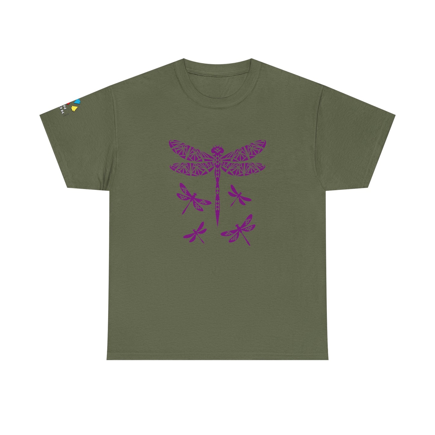 Native Dragonfly in Purple Gildan Unisex Tee