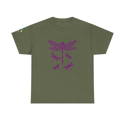 Native Dragonfly in Purple Gildan Unisex Tee