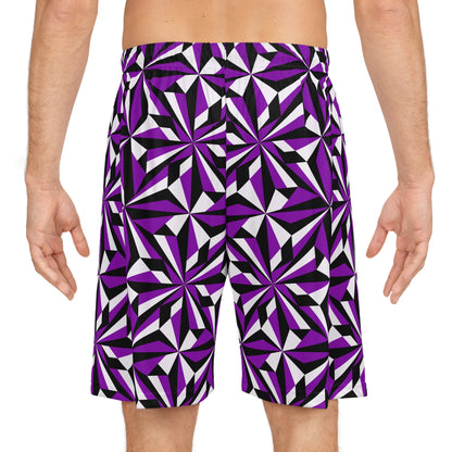 Desert Flowers in Purple Basketball Shorts