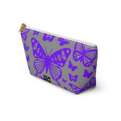 Purple Butterflies on Gray Pouch w T-bottom