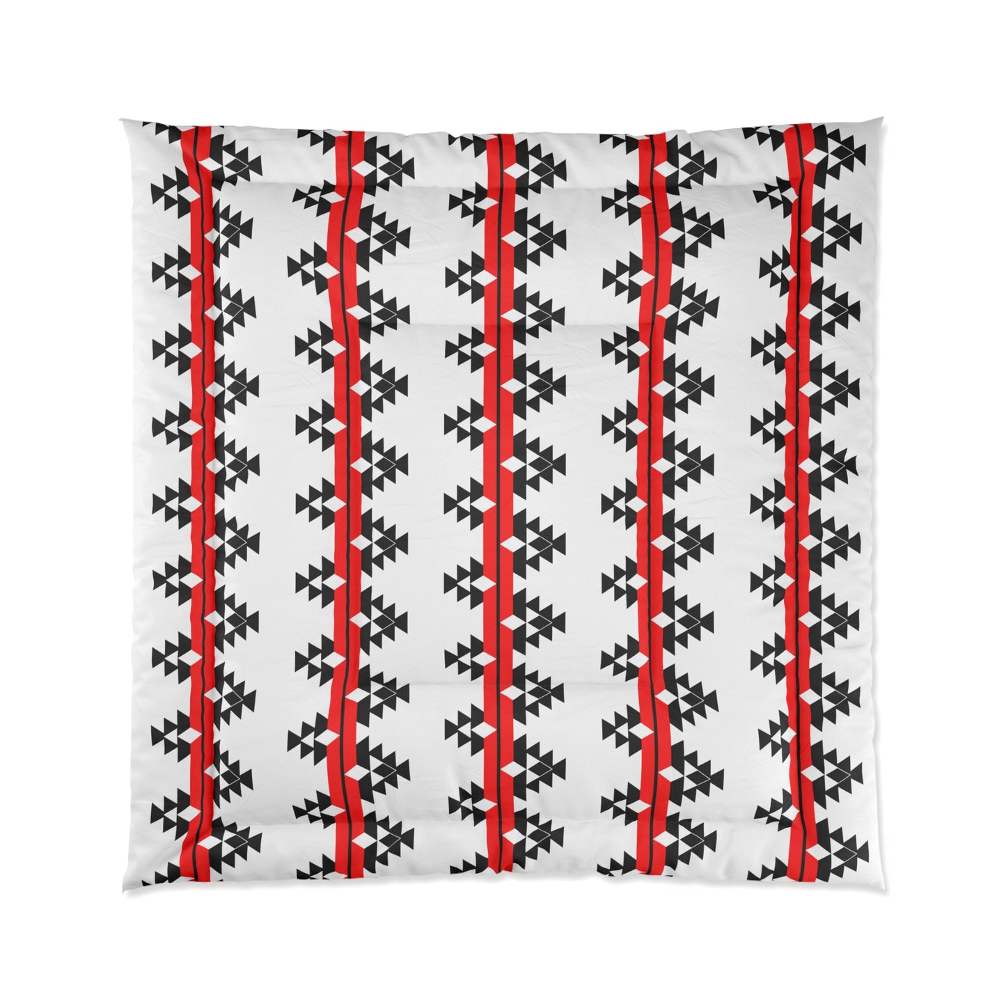 Native Woven Stories on White Comforter