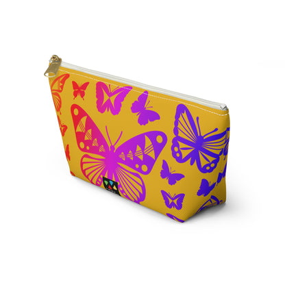 Rainbow Butterflies on Yellow Pouch w T-bottom