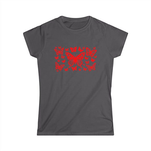 Red Butterfly Blast Women's Softstyle Tee