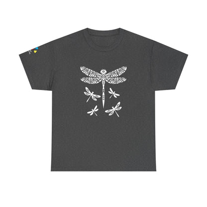 Native Dragonfly in White Gildan Unisex Tee