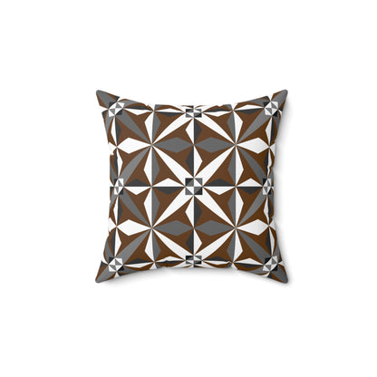 Brown Native Morning Star Spun Polyester Square Pillow