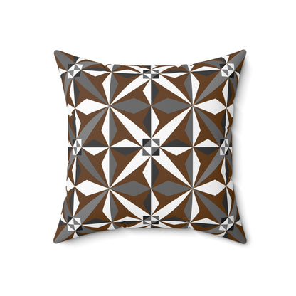 Brown Native Morning Star Spun Polyester Square Pillow