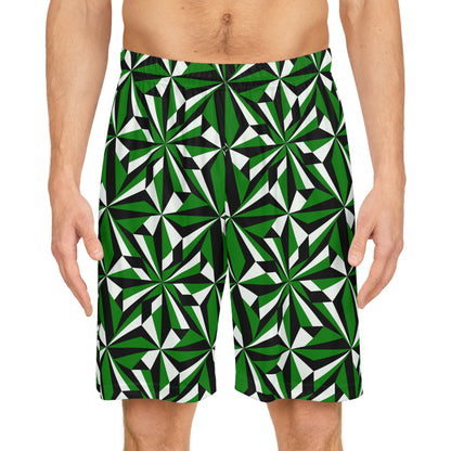 Desert Flowers in Green Basketball Shorts
