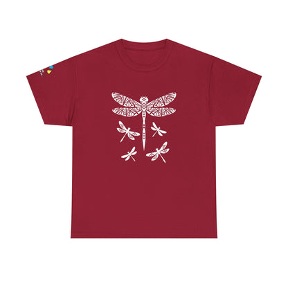 Native Dragonfly in White Gildan Unisex Tee