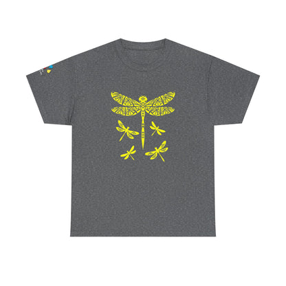 Native Dragonfly in Yellow Gildan Unisex Tee