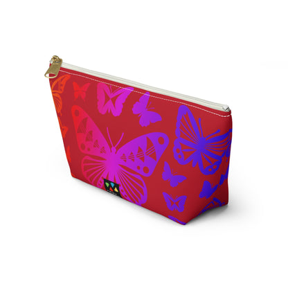 Rainbow Butterflies on Red Pouch w T-bottom