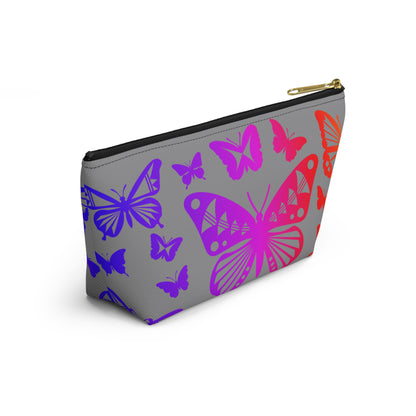 Rainbow Butterflies on Gray Pouch w T-bottom