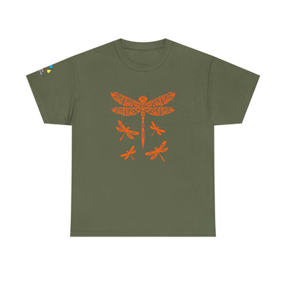 Native Dragonfly in Orange Gildan Unisex Tee