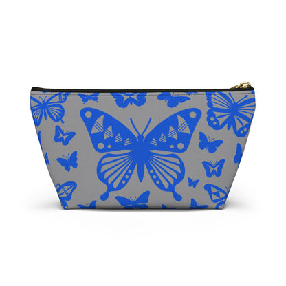 Blue Butterflies on Gray Pouch w T-bottom