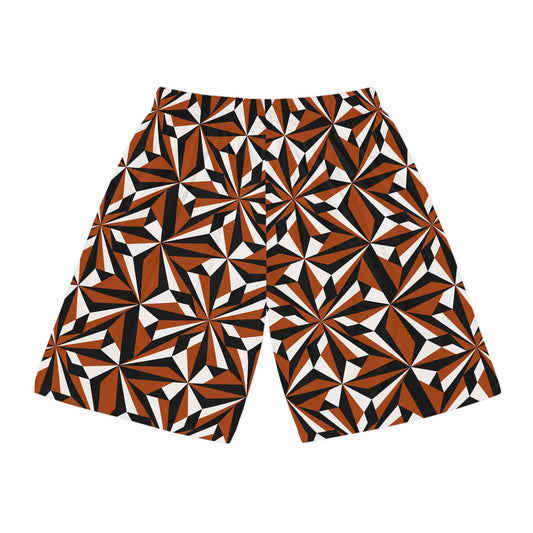 Desert Flower in Rust Basketball Shorts