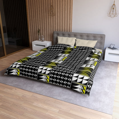 Blessed Feathers in Yellow Microfiber Duvet Cover