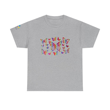 Metallic Rainbow Rain Butterflies Gildan Unisex Tee