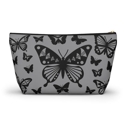 Black Butterflies on Gray Pouch w T-bottom
