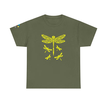 Native Dragonfly in Yellow Gildan Unisex Tee
