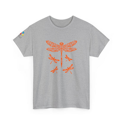 Native Dragonfly in Orange Gildan Unisex Tee