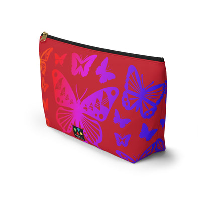 Rainbow Butterflies on Red Pouch w T-bottom