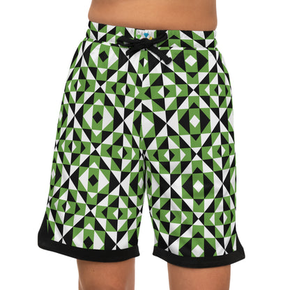 Light Green Sacred Mountains Basketball Rib Shorts