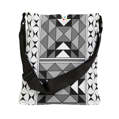 Gray Native Sacred Mountains Adjustable Tote Bag