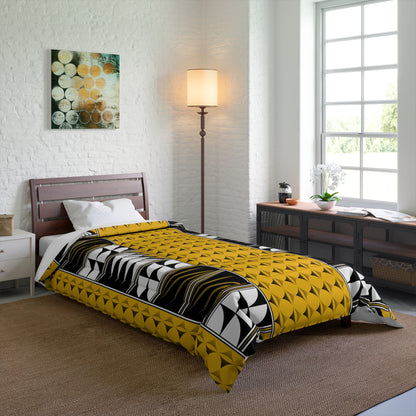 Southwest Feather Blessing on Yellow Comforter