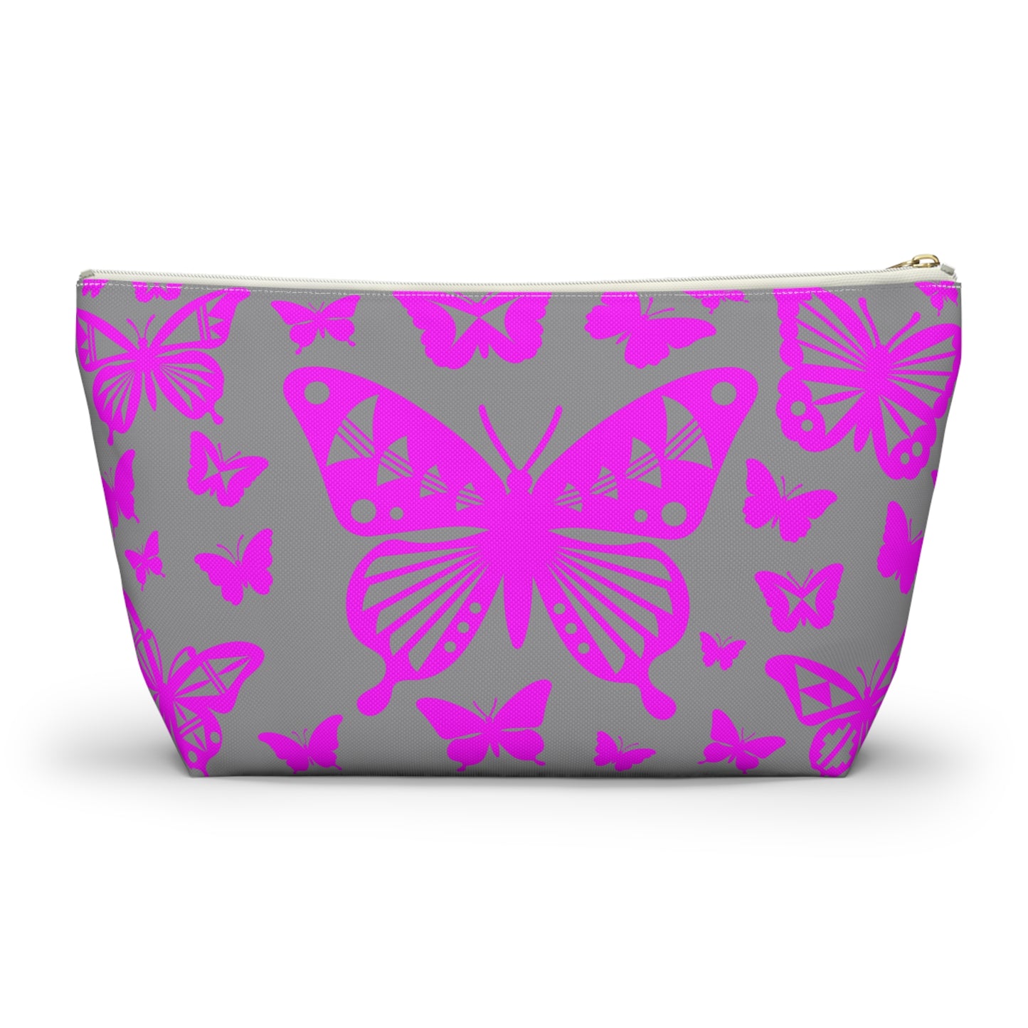 Pink Butterflies on Gray Pouch w T-bottom