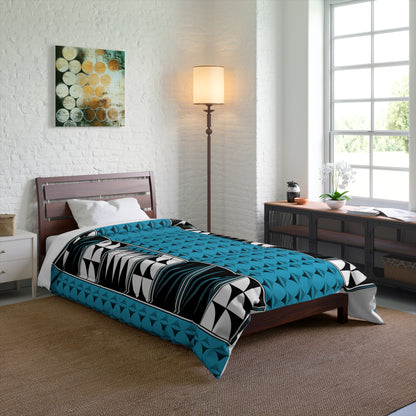 Southwest Feather Blessing on Turquoise Comforter