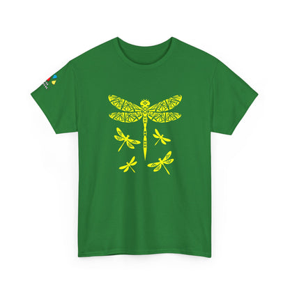 Native Dragonfly in Yellow Gildan Unisex Tee