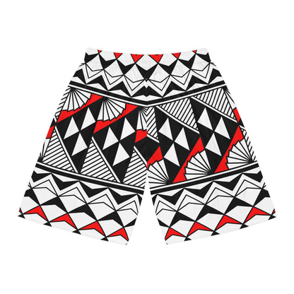 Sun and Rain in Red Basketball Shorts