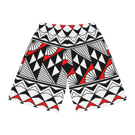 Sun and Rain in Red Basketball Shorts