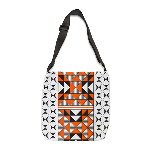 Orange Native Sacred Mountains Adjustable Tote Bag