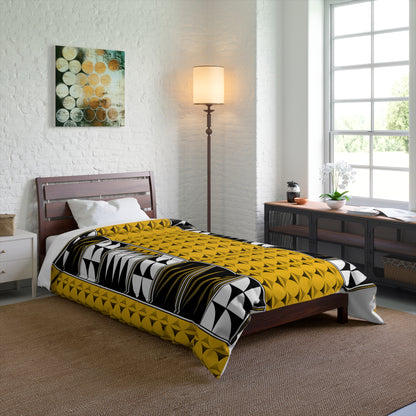 Southwest Feather Blessing on Yellow Comforter