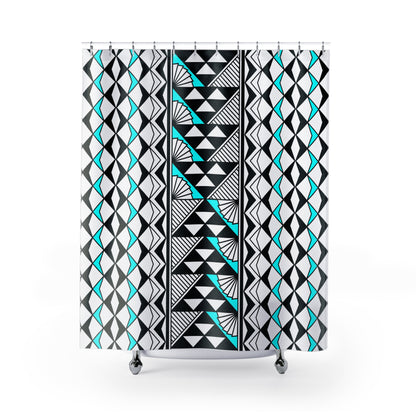 Turquoise Sun and Rain Shower Curtains