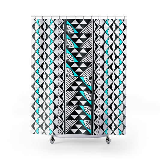 Turquoise Sun and Rain Shower Curtains