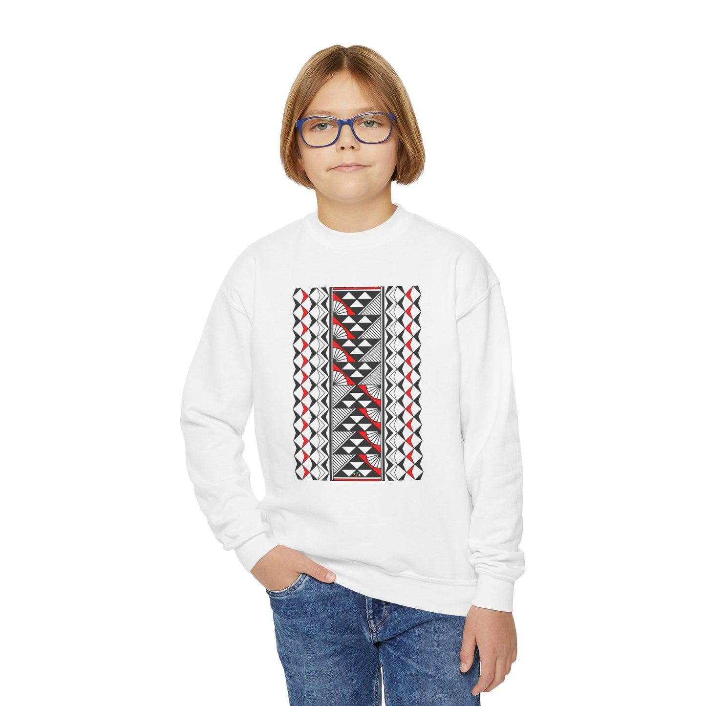 Rain and Sun in Red Youth Crewneck Sweatshirt