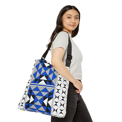 Blue Native Sacred Mountains Adjustable Tote Bag