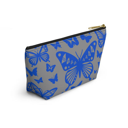 Blue Butterflies on Gray Pouch w T-bottom